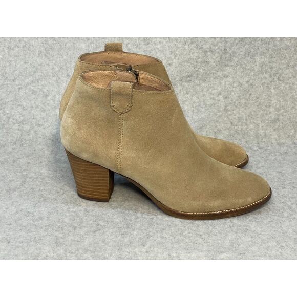 Madewell Billie Boot Ankle Zip Up Sz 8.5 Tan Suede Chunky Heel - Picture 3 of 8